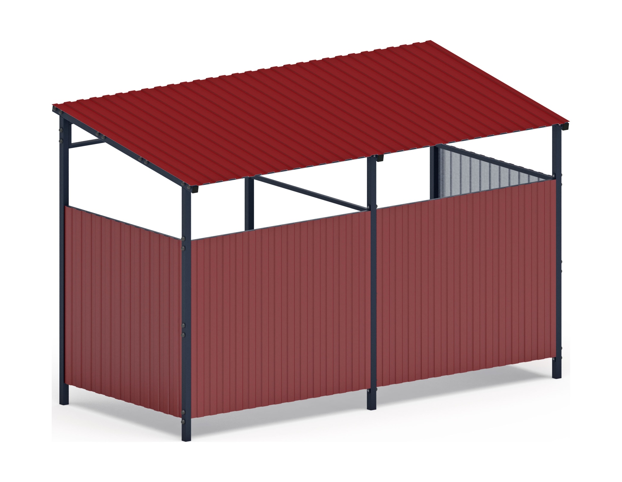 Навес контейнерной площадки для мусора (красный) (2 секции) МФ 55.02.03-04