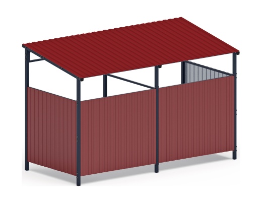 Навес контейнерной площадки для мусора (красный) (2 секции) МФ 55.02.03-04