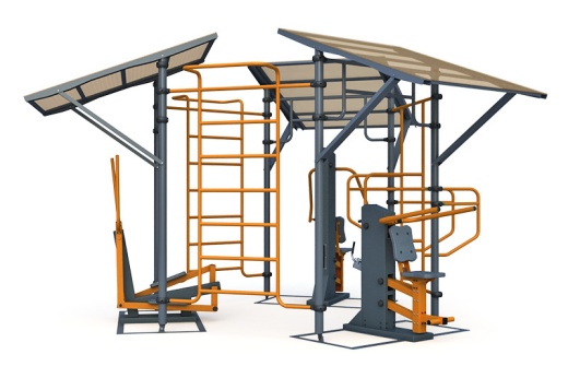 Тренажерная беседка на 3 тренажера (в составе ТР-1.67, ТР-1.62.1, ТР-1.64.1 с изменяемой нагрузкой) ТРК-1.12