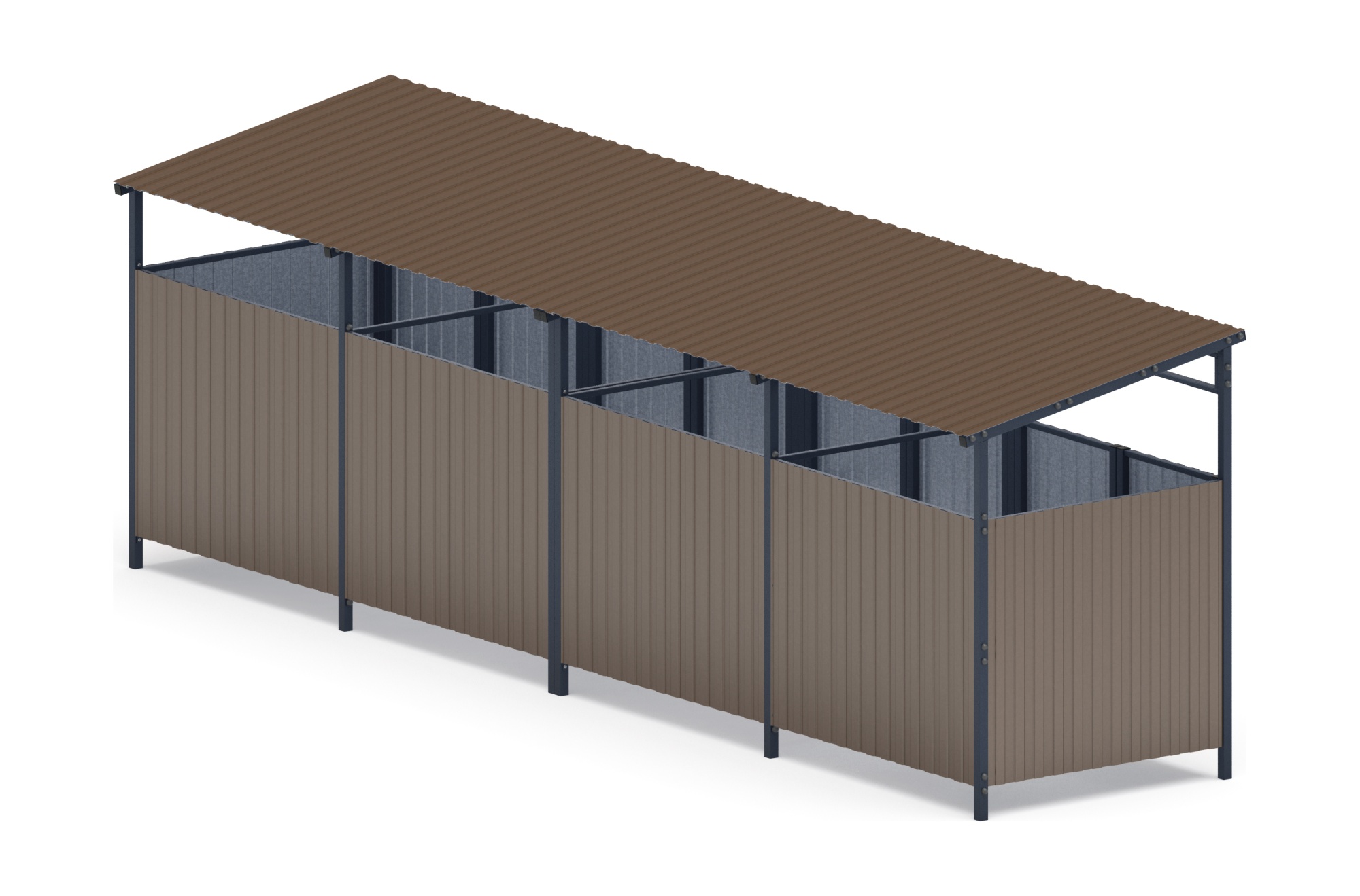 Навес контейнерной площадки для мусора (4 секции) МФ 55.02.02.4-02