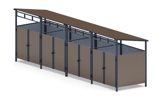 Навес контейнерной площадки для мусора (4 секции) МФ 55.02.02.4-02