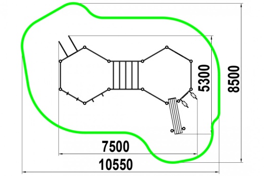 Три разноуровневых турника, турник хватом "молоток", шведская стенка, рукоход, брусья для отжиманий, гимнастические кольца, гимнастическая перекладина, вертикальная стойка  W-03-016