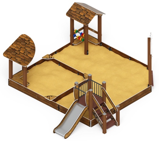 Песочный дворик с горкой (Коричневый) - ИО 6.01.05-02 H=750