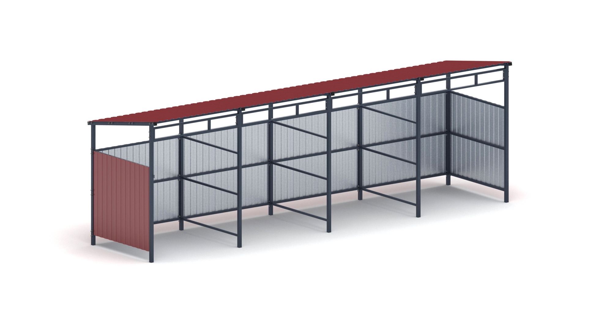 Навес контейнерной площадки для мусора (4 секции) МФ 55.02.03.4-04