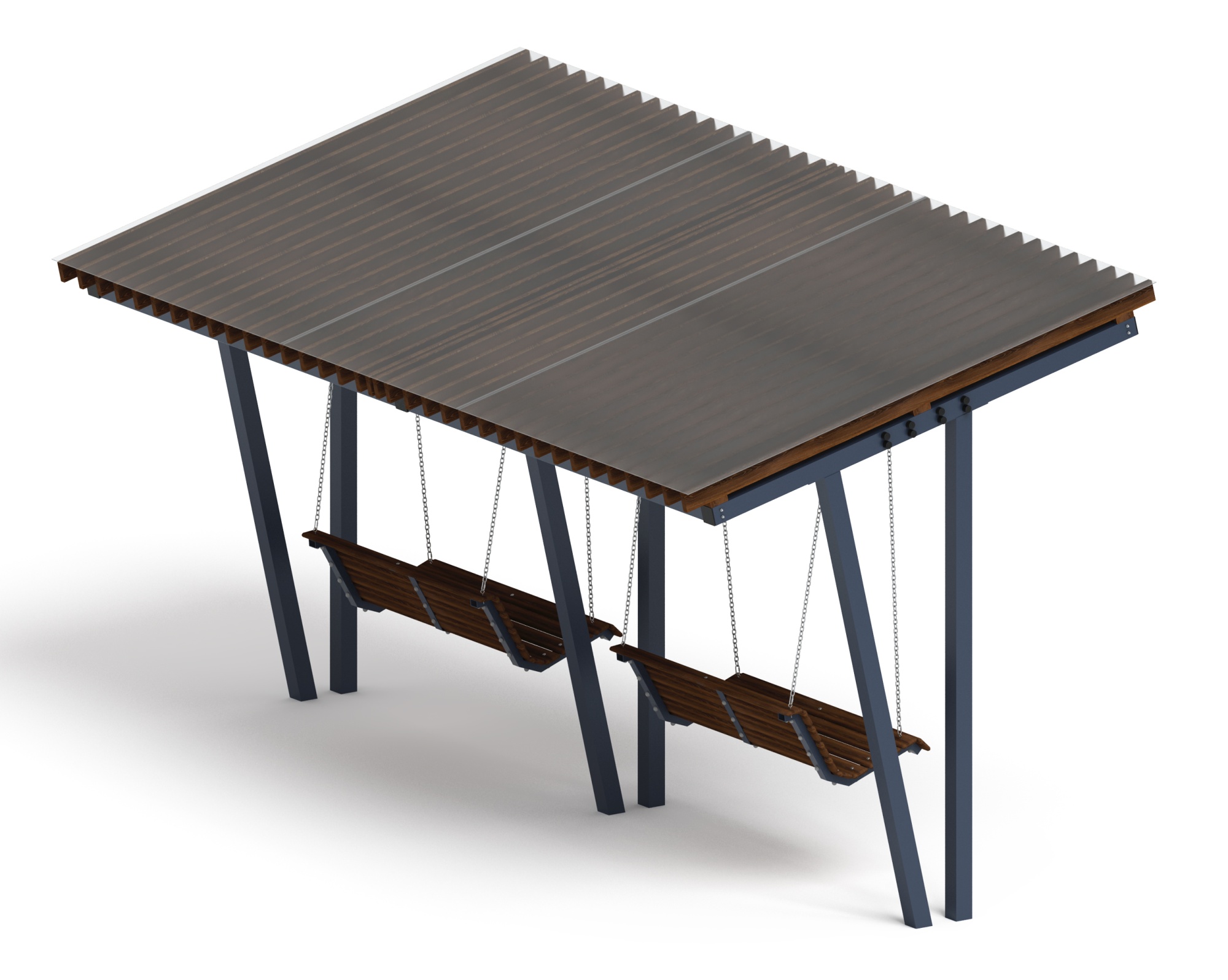 Пергола тент с качелями (наклоная) - МФ 78.03.02 /с поликарбонатом/