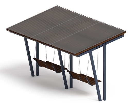 Пергола тент с качелями (наклоная) - МФ 78.03.02 /с поликарбонатом/