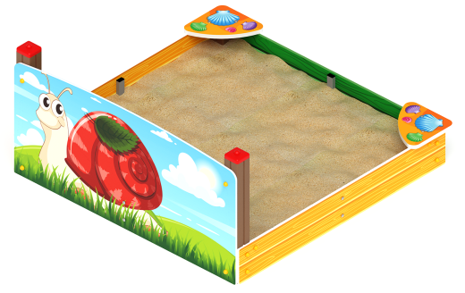 Песочница средняя с ограждением Улитка (Ракушки) - ИО 5.01.02-02