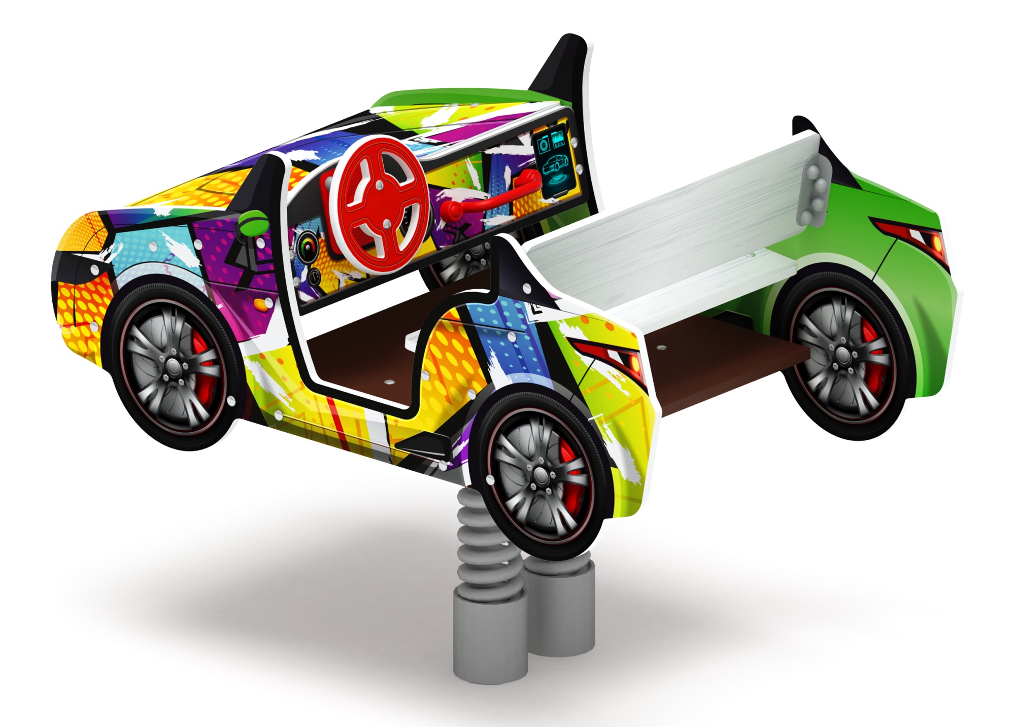 Кабриолет - Качалка на пружине двухместная машинка - ИО 23.03.02-02