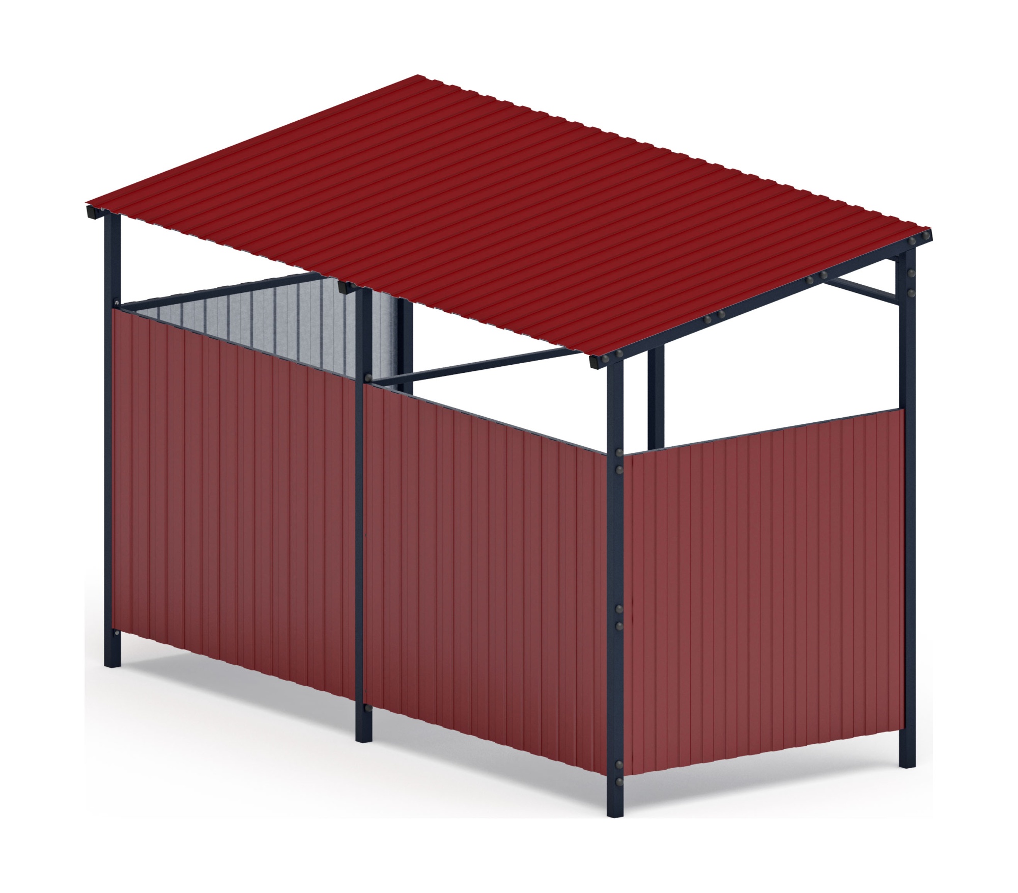 Навес контейнерной площадки для мусора (красный) (2 секции) МФ 55.02.03-04