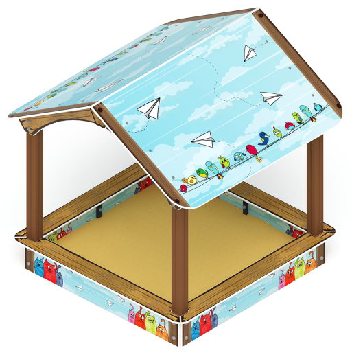 Песочный дворик с навесом Домик (Коты) - ИО 6.01.02-02