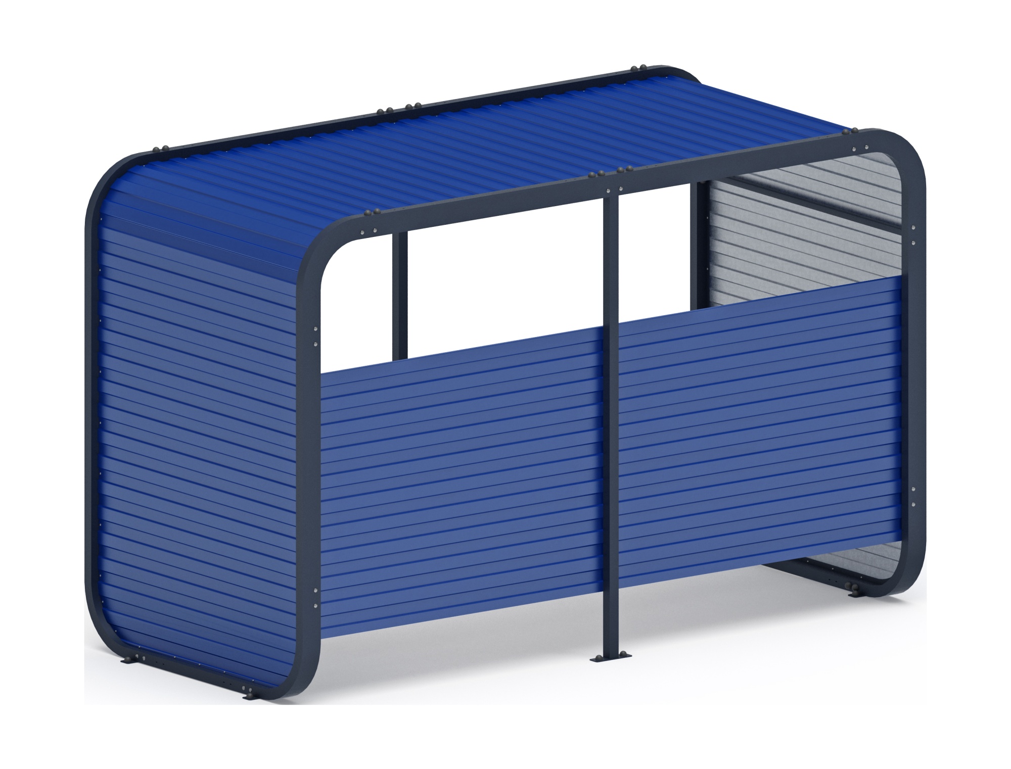 Навес контейнерной площадки для мусора (синий) (2 секции) (под анкера) МФ 55.01.02-03