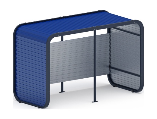 Навес контейнерной площадки для мусора (синий) (2 секции) (под анкера) МФ 55.01.02-03