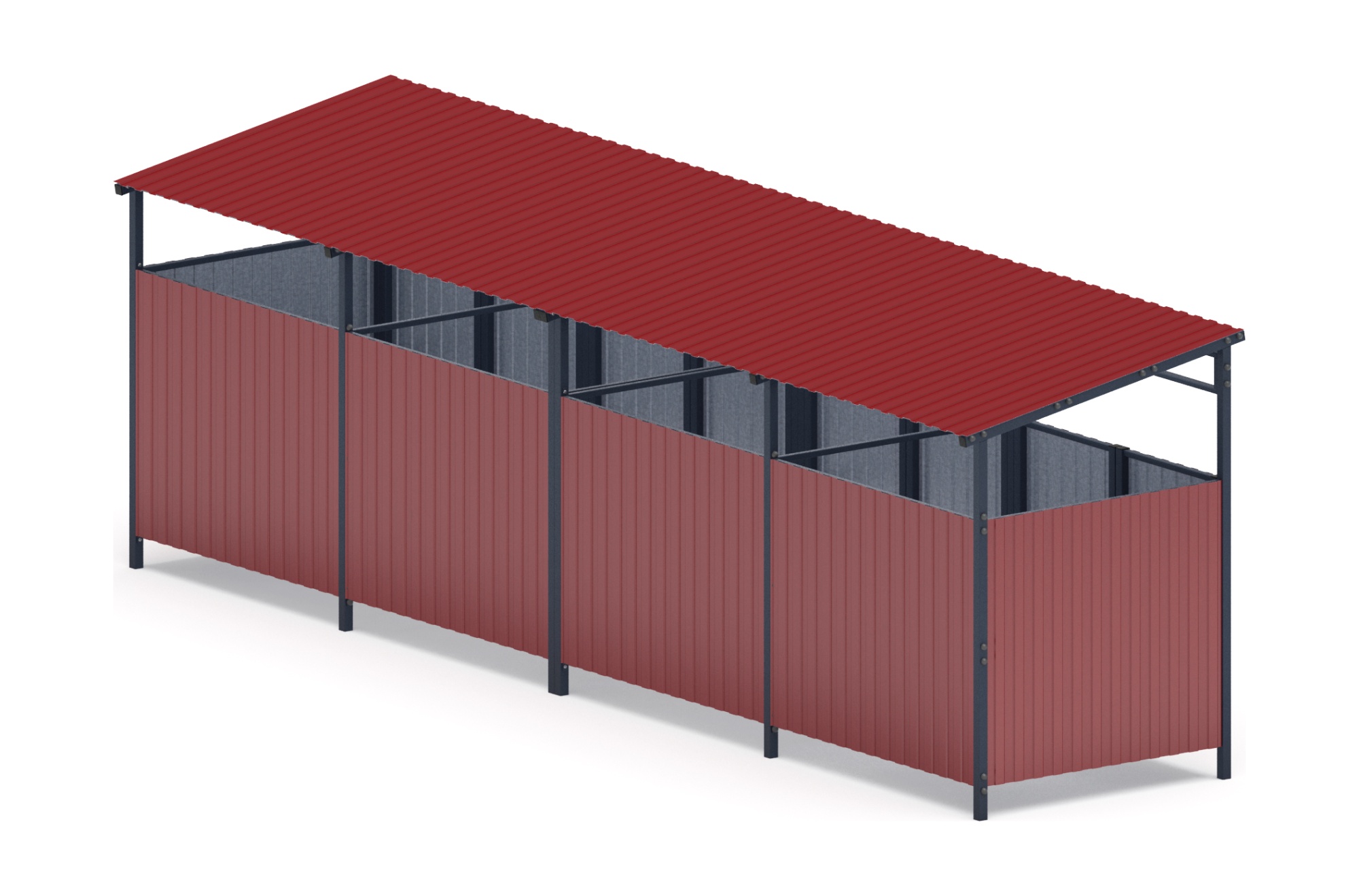 Навес контейнерной площадки для мусора (4 секции) МФ 55.02.02.4-04