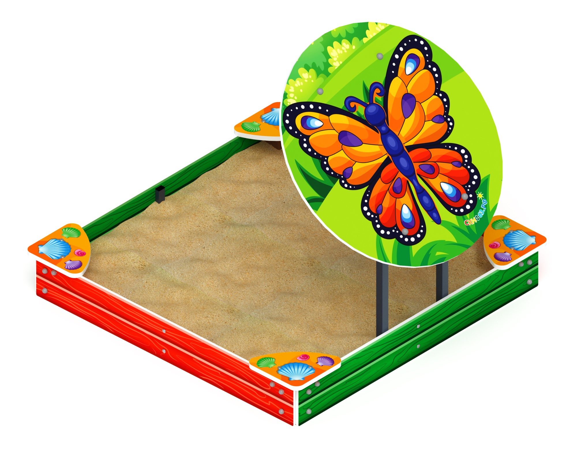 Песочница средняя с навесом Бабочка (Ракушки) - ИО 5.01.09-02