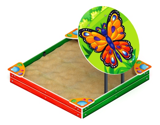 Песочница средняя с навесом Бабочка (Ракушки) - ИО 5.01.09-02