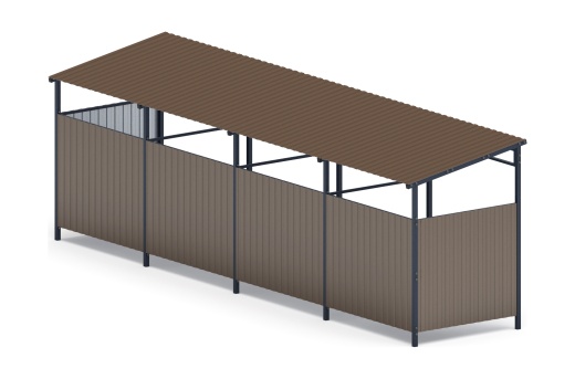 Навес контейнерной площадки для мусора (4 секции) МФ 55.02.03.4-02