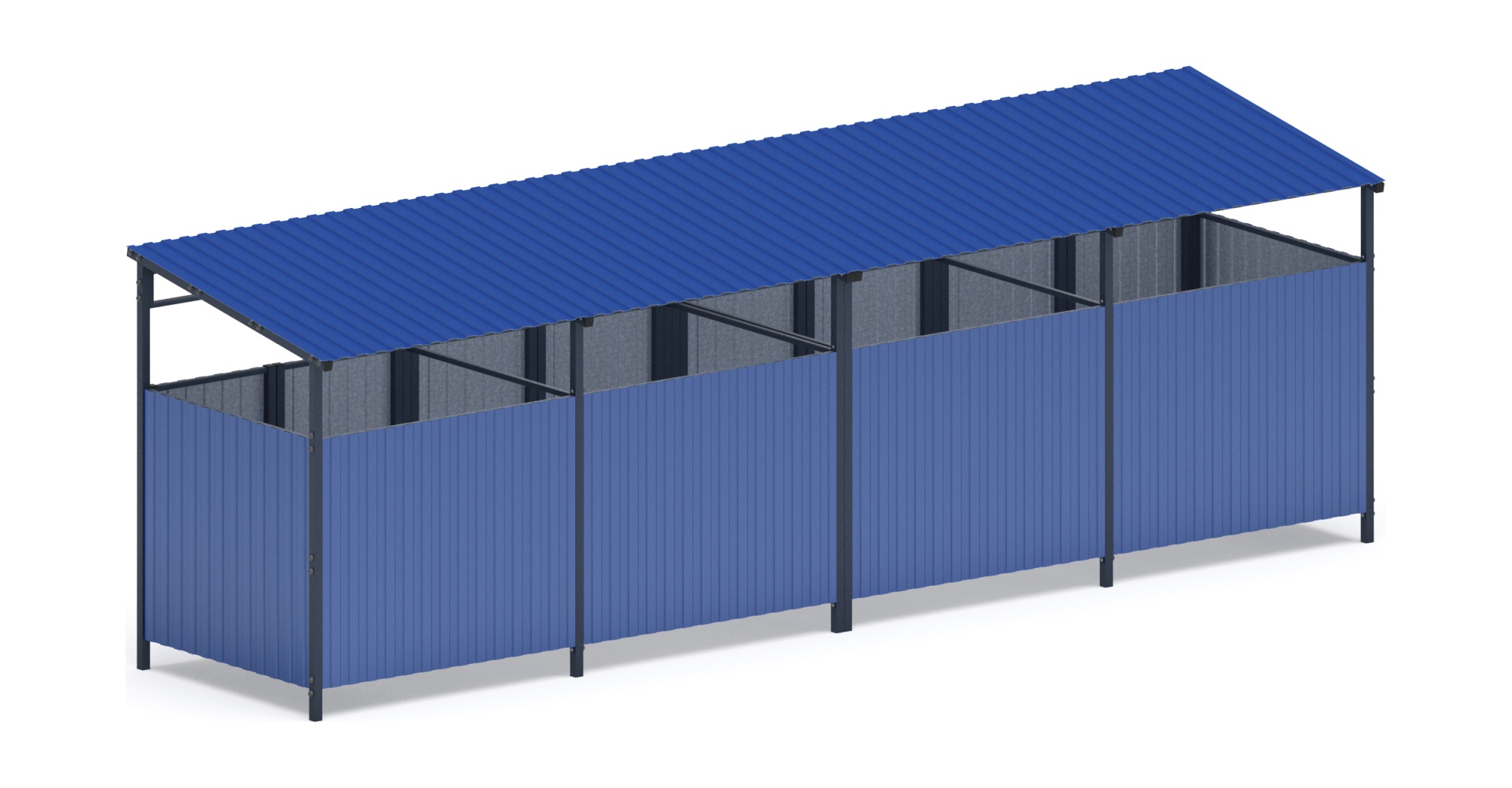 Навес контейнерной площадки для мусора (4 секции) МФ 55.02.02.4-03