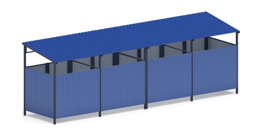 Навес контейнерной площадки для мусора (4 секции) МФ 55.02.02.4-03