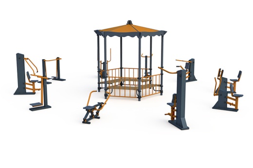 Тренажерная беседка и 10 тренажеров (в составе тренажеры ТР-1.61-1.70; ТР- 2.08) ТРК-1.4