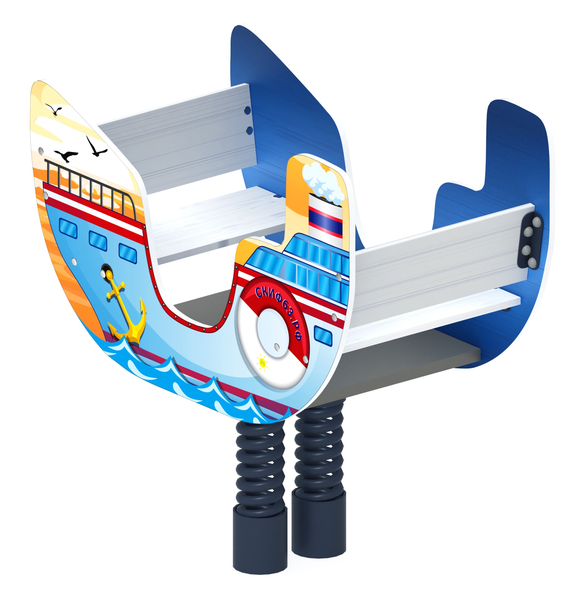 Пароходик - Качалка на пружине двухместная - ИО 23.17.01-И1