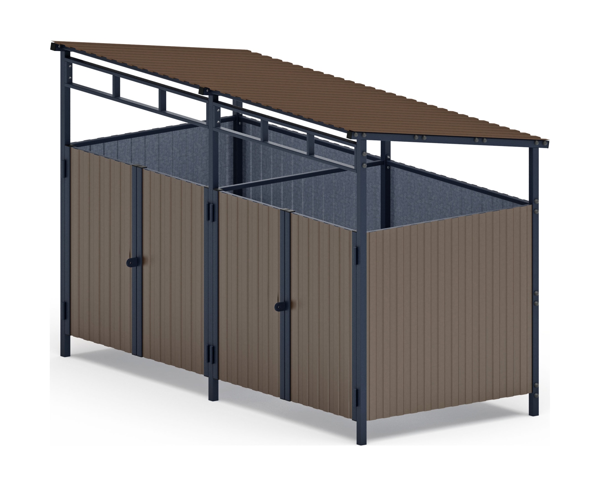 Навес контейнерной площадки для мусора (коричневый) (2 секции) МФ 55.02.02-02