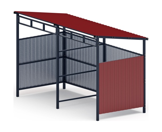 Навес контейнерной площадки для мусора (красный) (2 секции) МФ 55.02.03-04