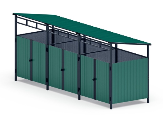 Навес контейнерной площадки для мусора (3 секции) МФ 55.02.02.3-01
