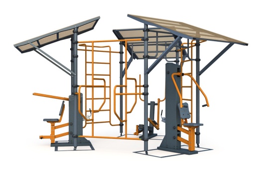 Тренажерная беседка на 3 тренажера (в составе ТР-1.67, ТР-1.62.1, ТР-1.64.1 с изменяемой нагрузкой) ТРК-1.12