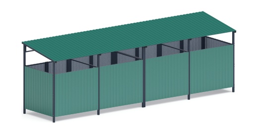 Навес контейнерной площадки для мусора (4 секции) МФ 55.02.02.4-01