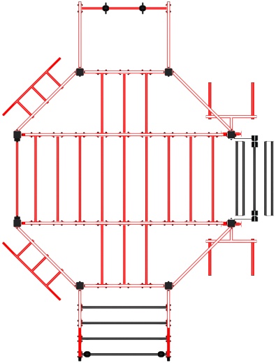 Многофункциональный спортивный комплекс (красный) МК 100.01-01