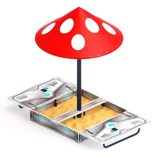 Песочница с крышкой средняя и навесом Грибок (Техно) - ИО 5.01.10-10