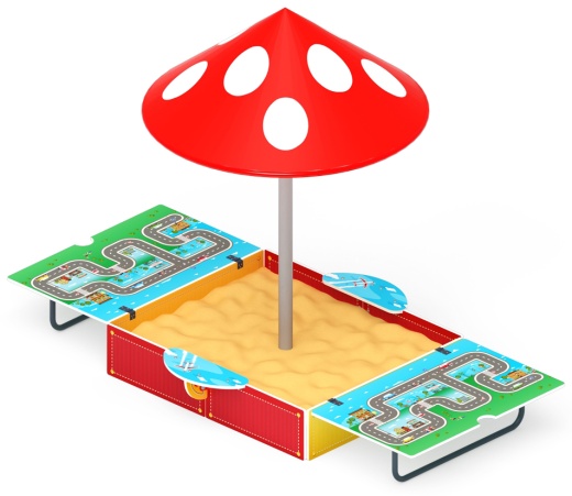 Песочница с крышкой средняя и навесом Грибок (Игра) - ИО 5.01.10-06