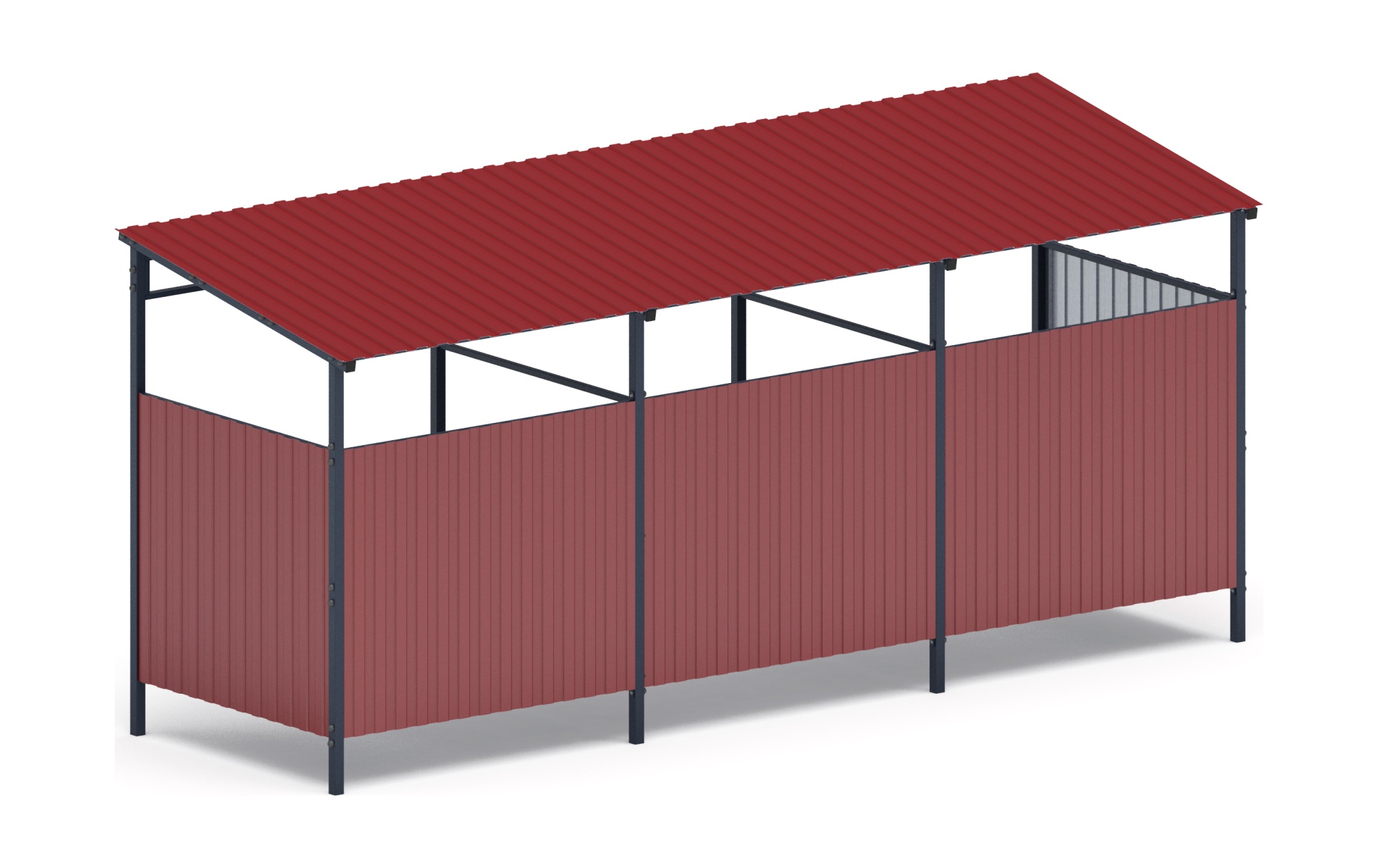 Навес контейнерной площадки для мусора (3 секции) МФ 55.02.03.3-04