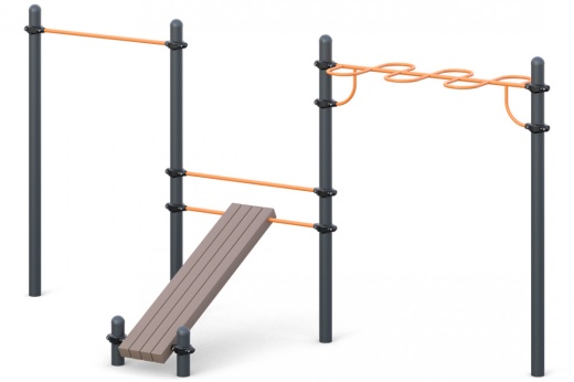 Турник классического хвата, лавка для упражнений на пресс наклонная, рукоход "змейка" W-02-016