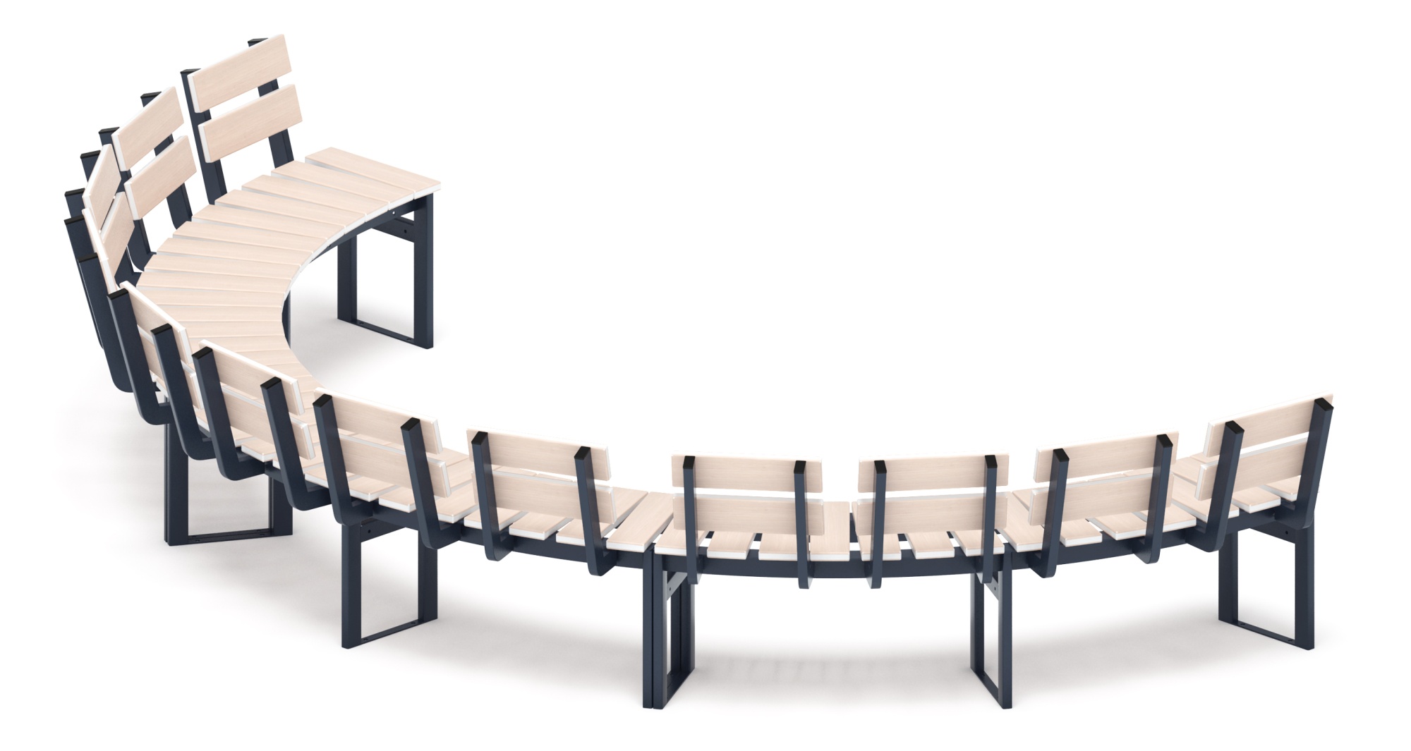 Модульная скамья радиальная (беленый дуб) МФ 42.01.25-01