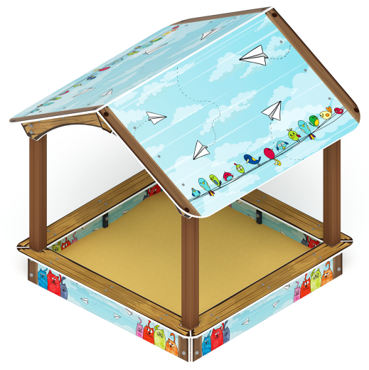 Песочный дворик с навесом Домик (Коты) - ИО 6.01.02-02