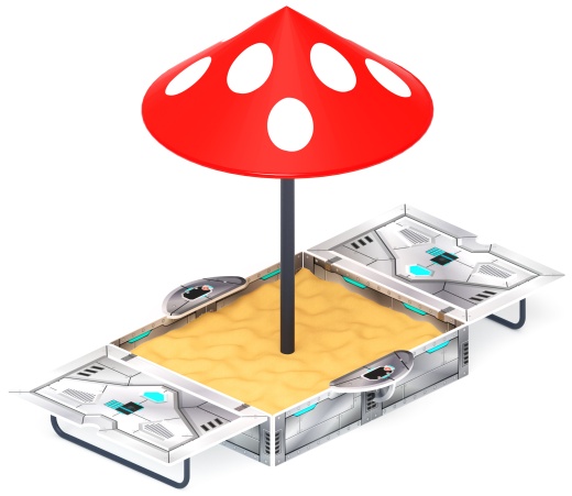 Песочница с крышкой средняя и навесом Грибок (Техно) - ИО 5.01.10-09