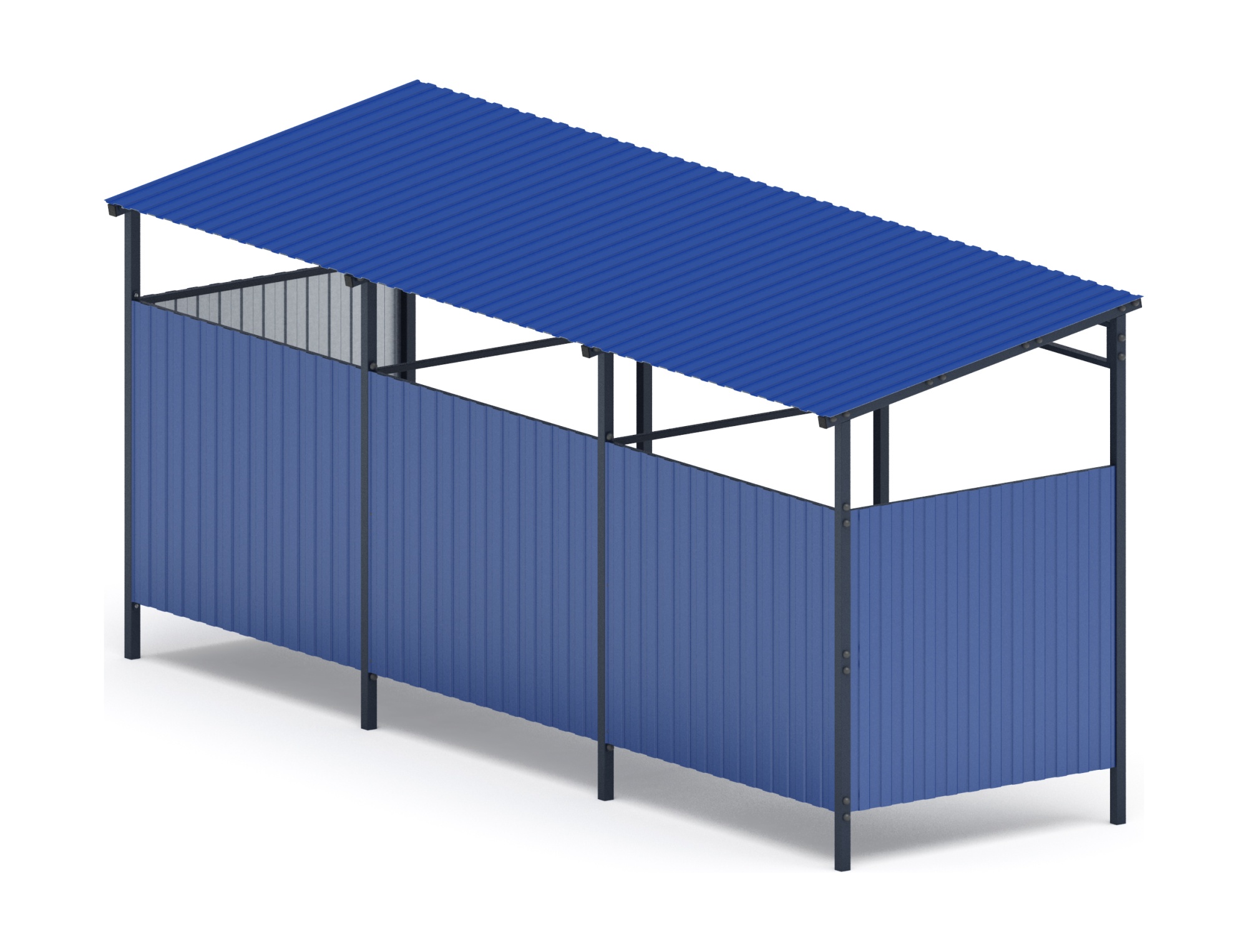 Навес контейнерной площадки для мусора (3 секции) МФ 55.02.03.3-03