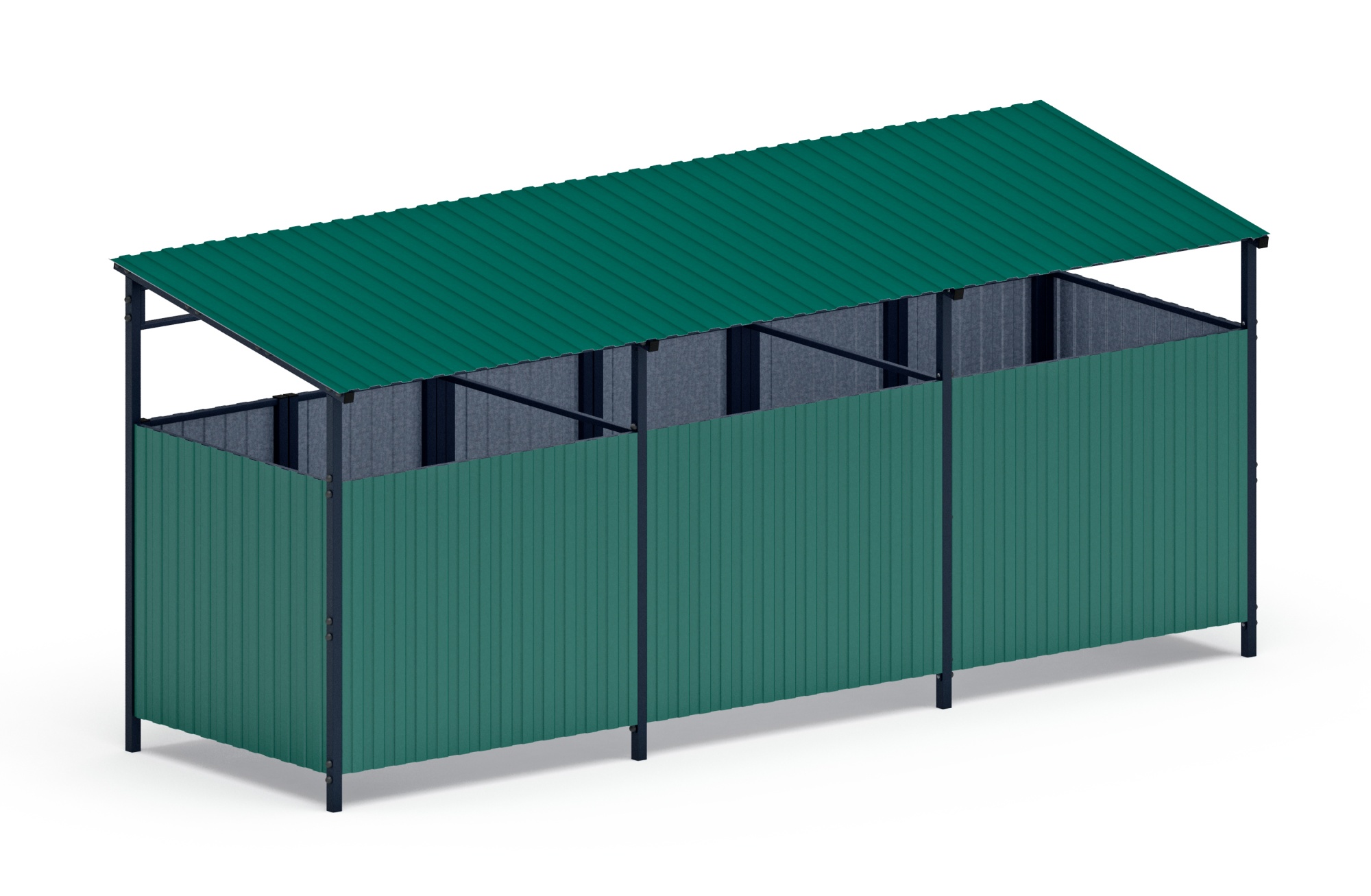 Навес контейнерной площадки для мусора (3 секции) МФ 55.02.02.3-01