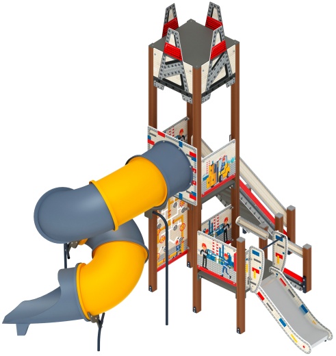 Детский игровой комплекс Буровая горка труба винтовая Н 2000, горка 750 ДИК 2.28.02-01
