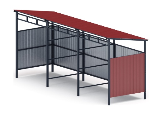 Навес контейнерной площадки для мусора (3 секции) МФ 55.02.03.3-04