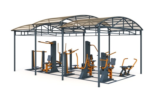 Тренажерная беседка из 10 тренажеров на раме (в составе тренажеры ТР-1.61-1.70; ТР- 2.08) ТРК-1.1