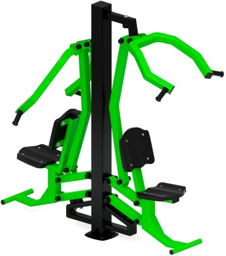 Тяга верхняя + жим от груди (зеленый) - Уличный тренажер двойной - СТ 027-12