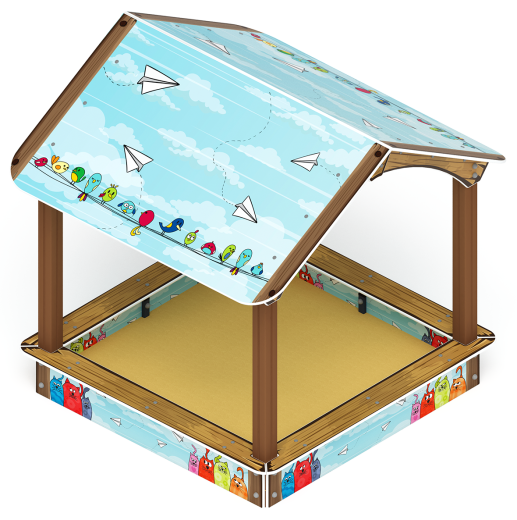 Песочный дворик с навесом Домик (Коты) - ИО 6.01.02-02