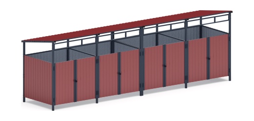Навес контейнерной площадки для мусора (4 секции) МФ 55.02.02.4-04