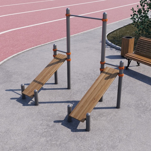 Турник с двумя скамьями для пресса СВС-46-М