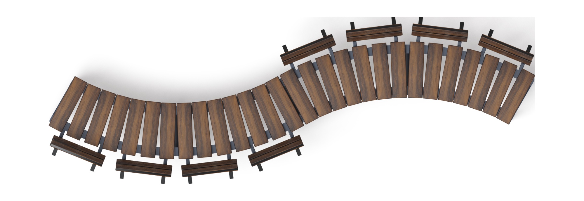 Модульная скамья радиальная (темный дуб) МФ 42.01.22