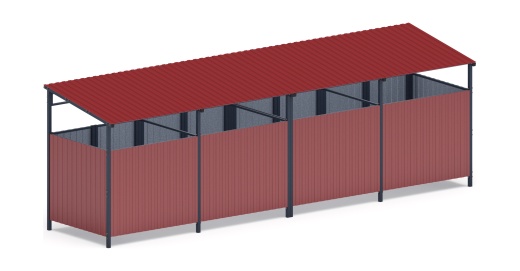 Навес контейнерной площадки для мусора (4 секции) МФ 55.02.02.4-04