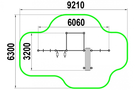 Гимнастические кольца, три турника классического хвата, канат, шведская стенка, брусья, лавка для упражнения на пресс наклонная W-01-010