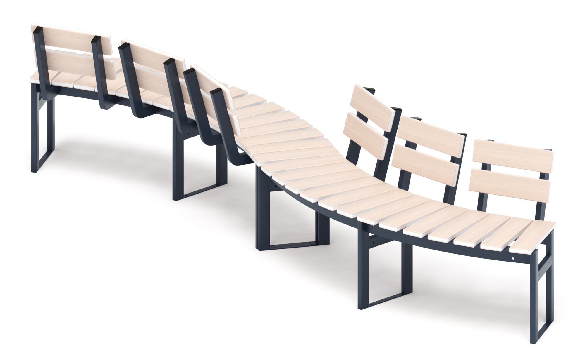 Модульная скамья радиальная (беленый дуб) МФ 42.01.23-01